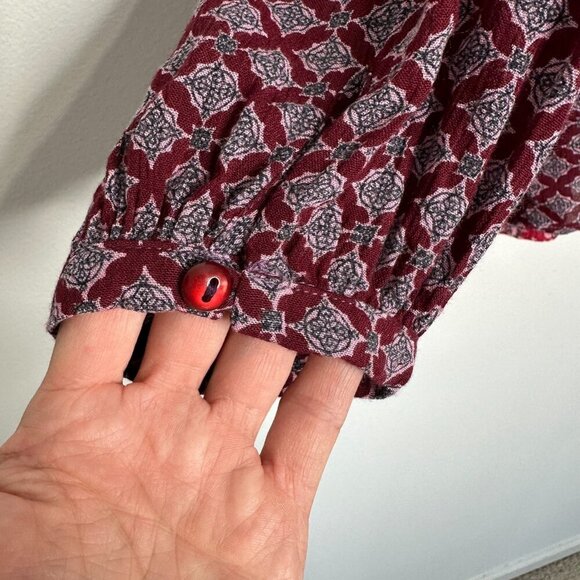 North Style Tunic Top Floral Patchwork 2X Boho Hippie Purple Red - Picture 4 of 9